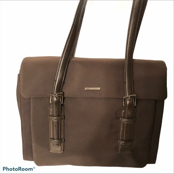 FRANCESCO BIASIA brown nylon leather tote bag - Picture 1 of 14